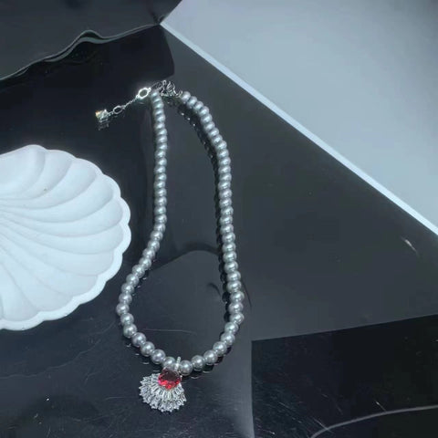 SWAROVSKI Silver Grey Seashell Pearl Necklace
