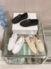 Prada Woven Round Toe Flat Loafers