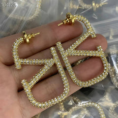 Valentino Crystal Earrings in Gold