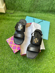 TORY BURCH EVERLY DOUBLE STRAP LEATHER FLAT SANDALs