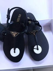 Prada Triangle Logo Thong Sandals