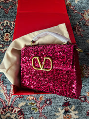 Vltn purple studs handbag