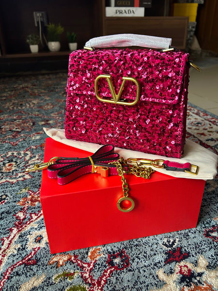 Vltn purple studs handbag