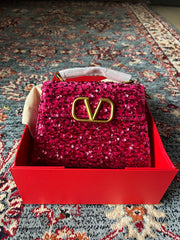 Vltn purple studs handbag
