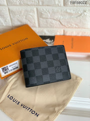 Louis Vuitton men Black Check Leather Wallet