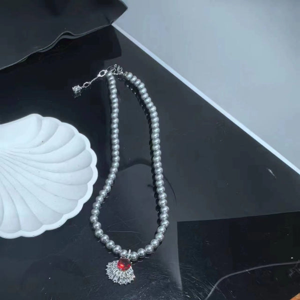 SWAROVSKI Silver Grey Seashell Pearl Necklace