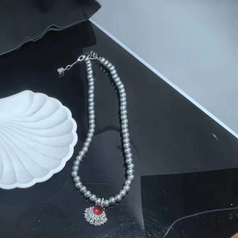 SWAROVSKI Silver Grey Seashell Pearl Necklace