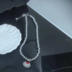 SWAROVSKI Silver Grey Seashell Pearl Necklace