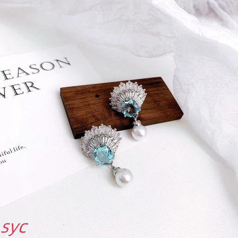 SWAROVSKI Silver Grey Seashell  Earrings