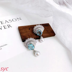 SWAROVSKI Silver Grey Seashell  Earrings