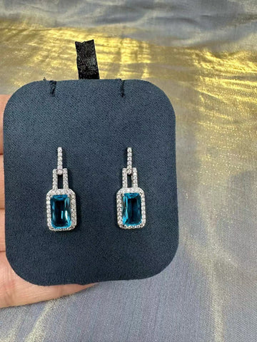 Swarovski Blue Sapphire Sterling Silver Earrings
